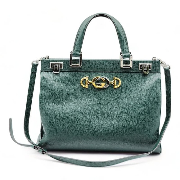 Gucci Handbags - Gucci Zumi Top Handle Bag Leather Medium Green